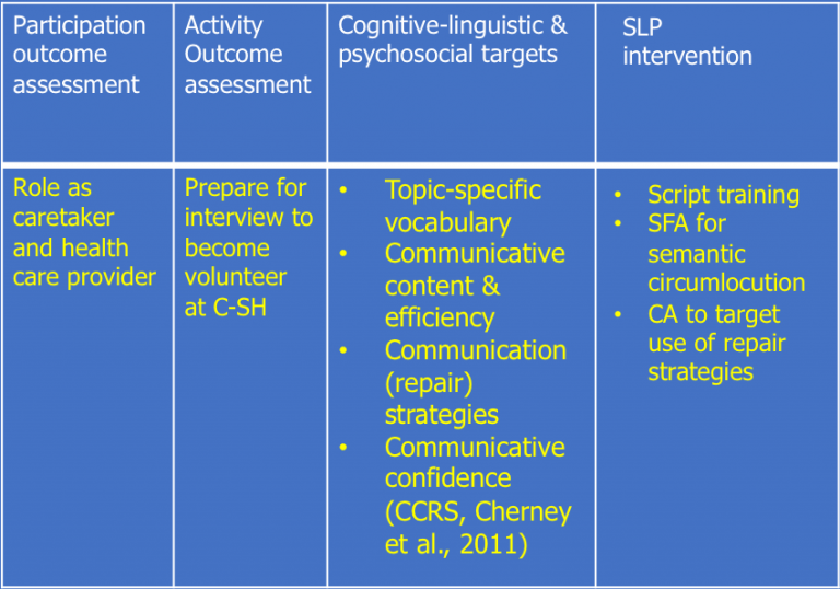 Measurement based on the Life Participation Approach to Aphasia