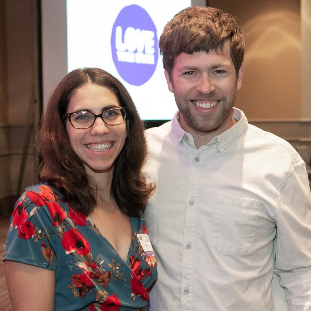 Dr. Amanda Rabinowitz, Moss TBIMS project director, and keynote speaker Kevin Pearce posing for a photo.