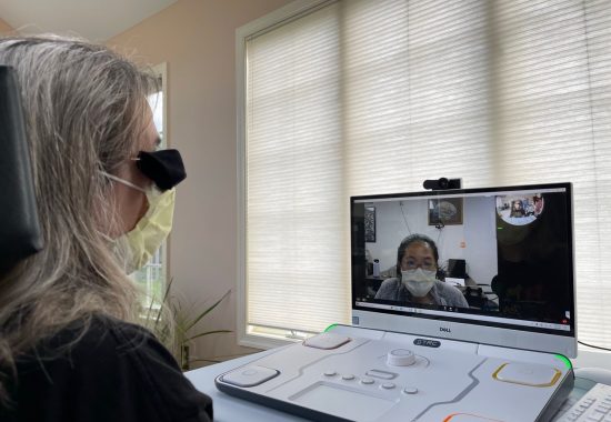 Patient working with a doctor using a laptop computer.